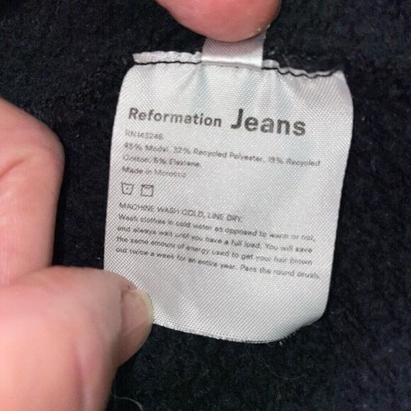 Reformation Sweatshirt Women's XS Hunter Cropped Pullover Long Sleeve Top Black - Picture 5 of 11